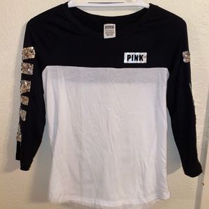 Pink Three-Quarter Sleeve Sparkly Shirt